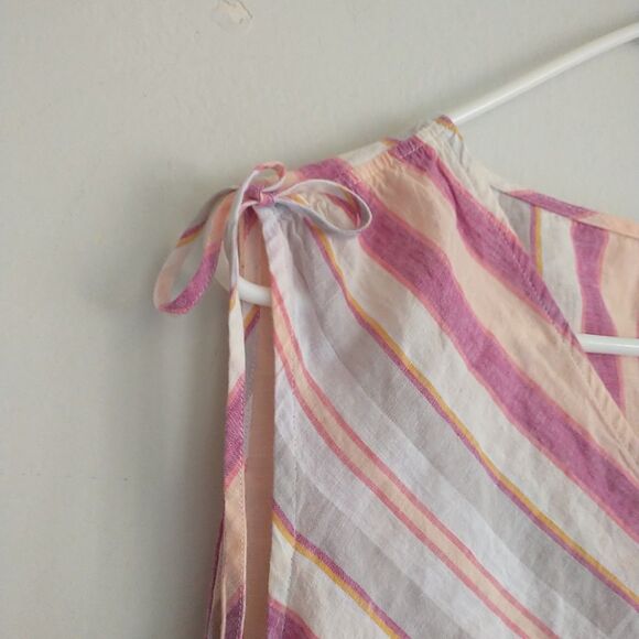 Lane Bryant Top Blouse Womens 22/24 Pink Striped Chevron Peplum Sleeveless Beach - Picture 2 of 7